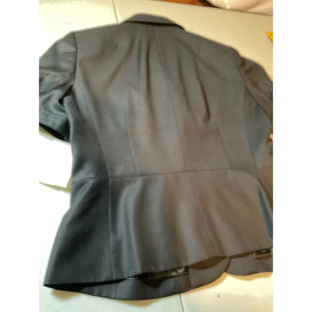 Nine West Suit Womens 6P Black Short Sleeve Peplum Blazer‎ Jacket Pleated 50037